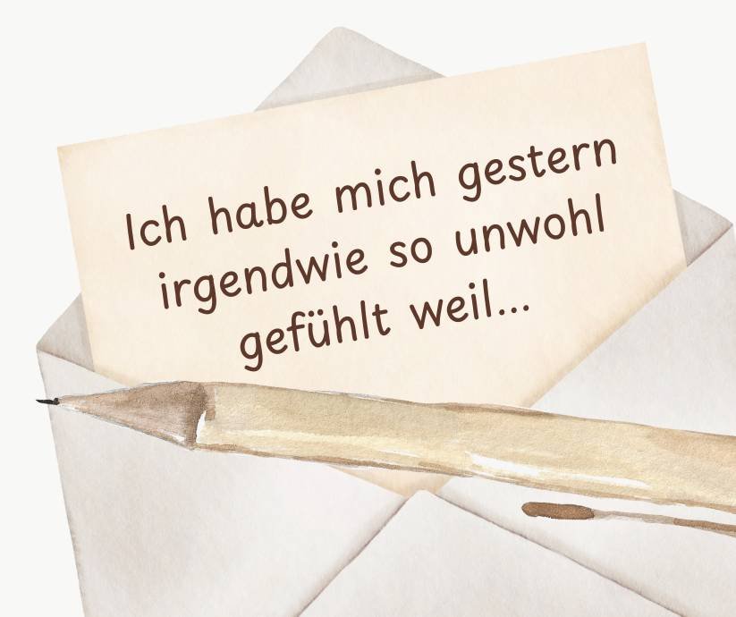 Illustration eines Umschlags mit handgeschriebenem Zettel