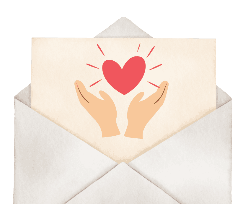 Illustration eines Umschlags mit Herzsymbol